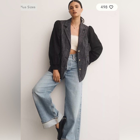 NWT Anthropologie Mauve Mixed Media Relaxed Jacket. Size 10.  Gorgeous - Picture 2 of 5